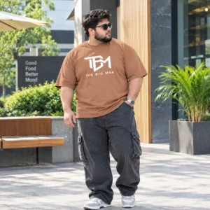 3XL Brown Oversized Casual Drop Shoulder Tee