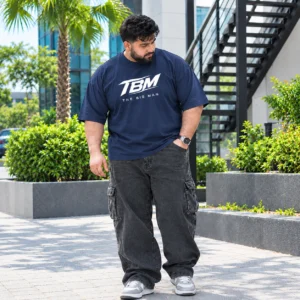 Men 3XL Navy Blue Urban Aesthetic Graphic Tee