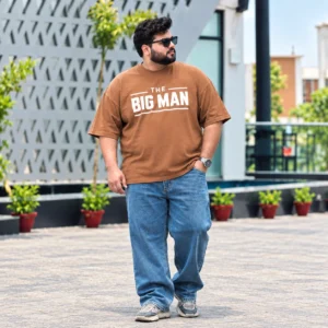 3XL Brown Aesthetic Drop Shoulder Cotton Shirt