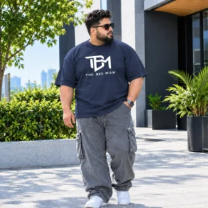 3XL Dark Blue Oversized Loose Printed Tee