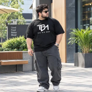 Trendy 4XL Black Drop Shoulder Streetwear Shirt