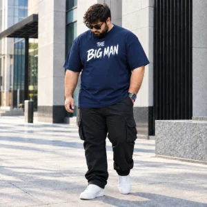 Men 3XL Navy Blue Graphic Casual T-Shirt